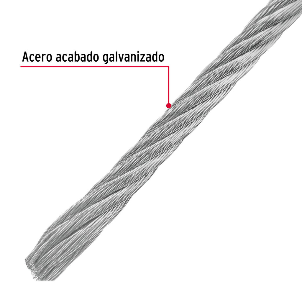 Cable flexible de acero 1/8', 7X19, 75 m Fiero