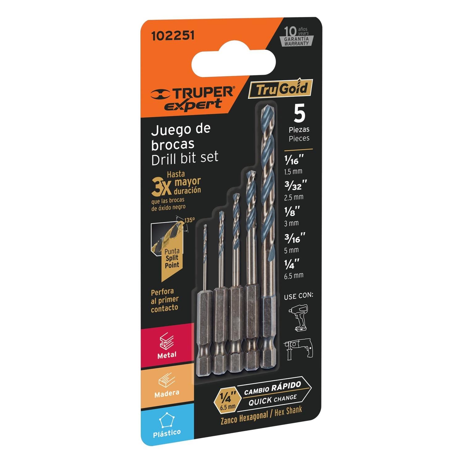 Punta Per Trapano A Gradini Scanalati Da 10-45 Mm - Acciaio Rapido - Gambo Triangolare - Foto 9