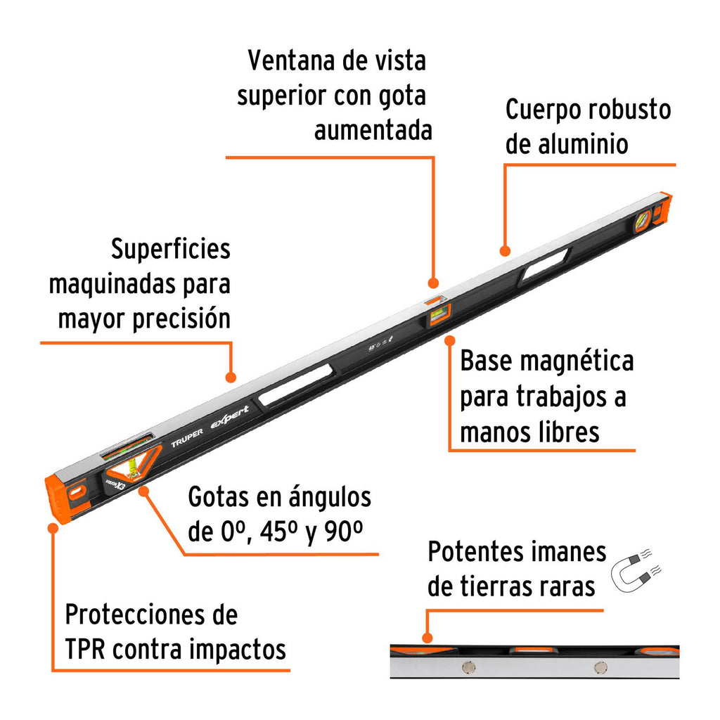Nivel profesional magnético de 48" c/protección TPR, Expert