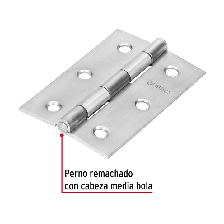 Bisagra Rectangular 2-1/2' Acero Inoxidable Hermex - Mundo Tool 