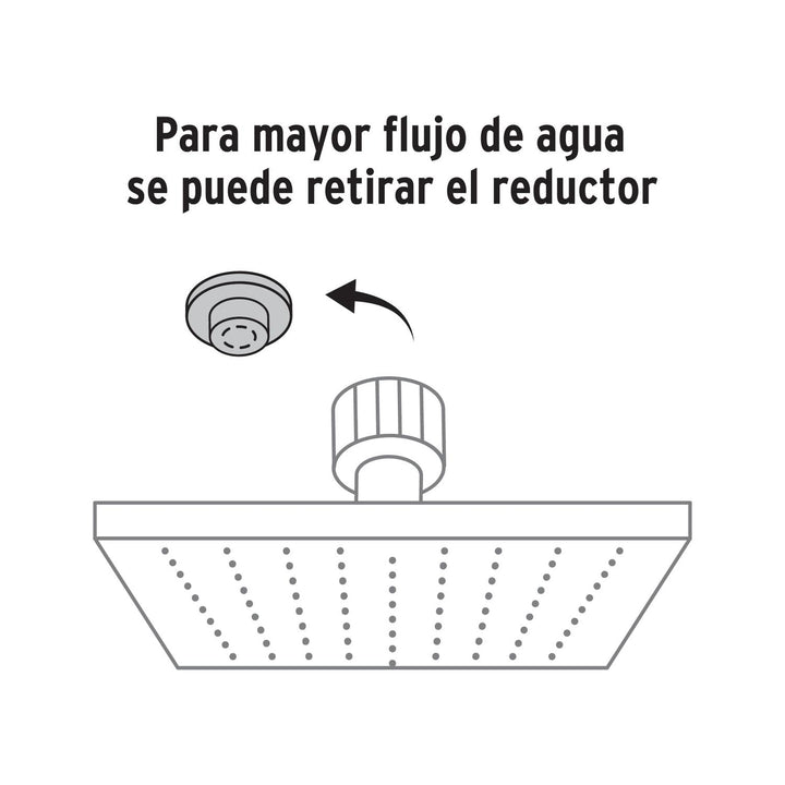 Regadera cuadrada 6, ABS, con brazo, satín, Aqua - Mundo Tool 