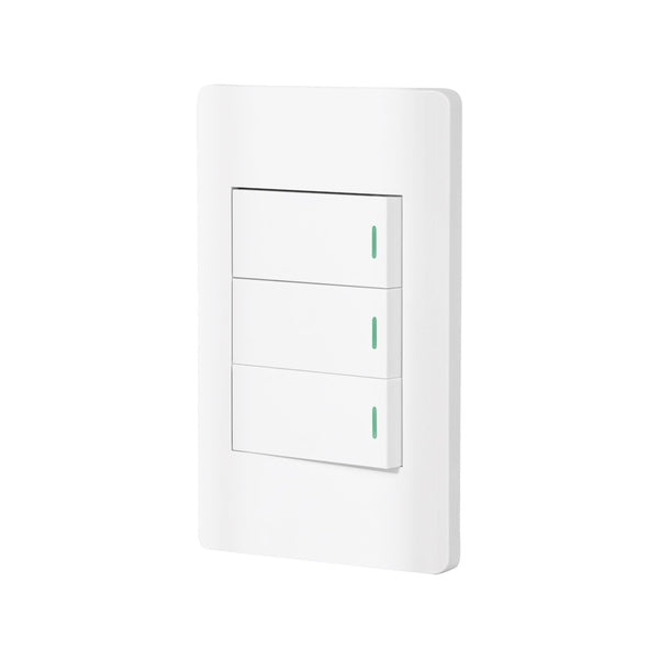 Volteck PA-APTR-LB, Placa armada blanca 3 interruptores sencillos línea Lisboa - Mundo Tool 