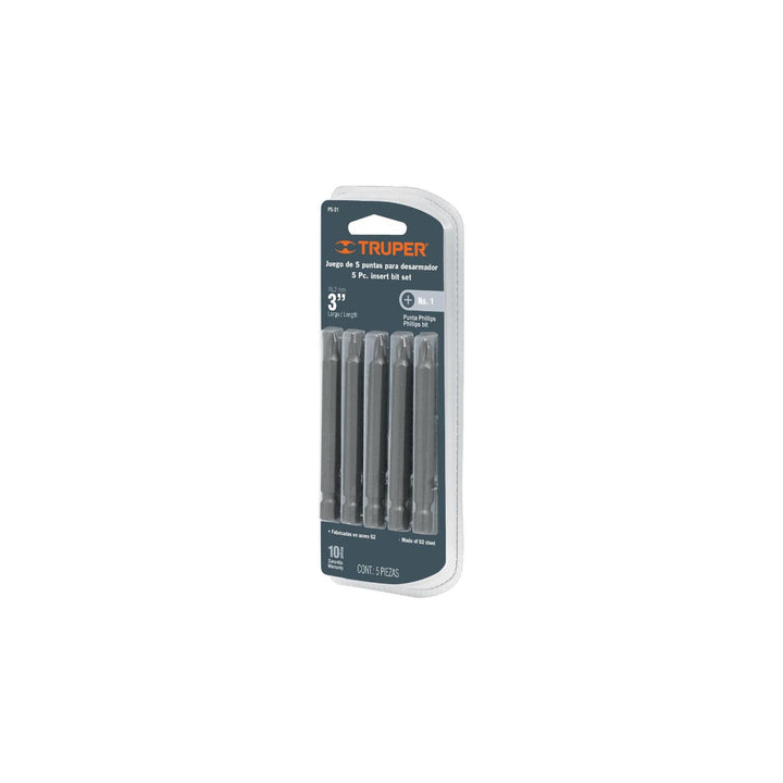 Puntas Phillips #1 Largo 3' Con 5 Piezas Truper - Mundo Tool 