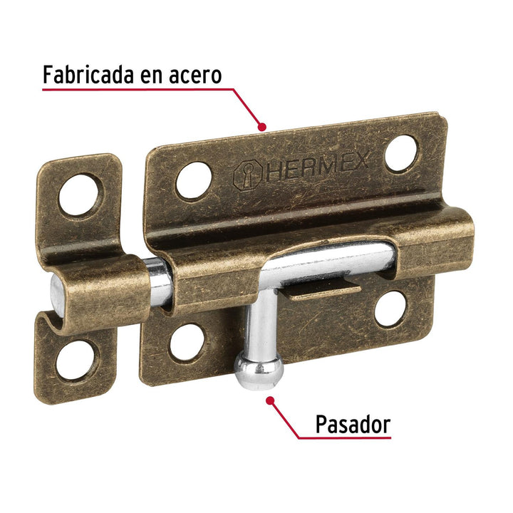 Pasador de barril de acero latón antiguo 3", Hermex - Mundo Tool 