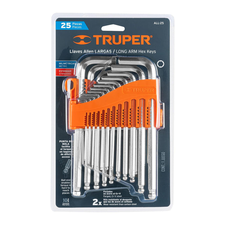 Llaves Allen 25pzas std y mm c/estuche Truper - Mundo Tool 