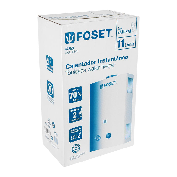 Calentador instantáneo, 11L, 2 servicios, gas natural, Foset - Mundo Tool 