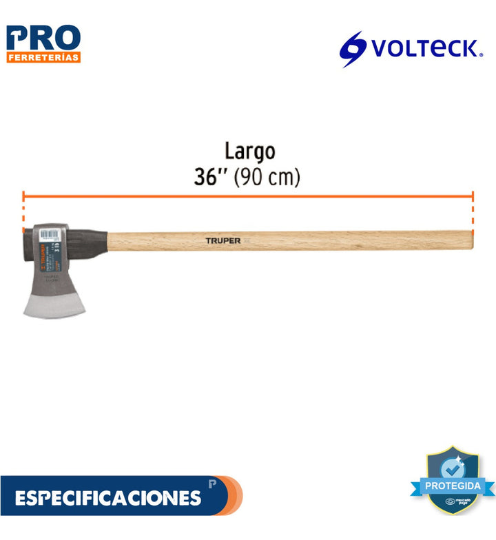 Hacha Labor Entera 3lb Mango De Madera 36 , Truper 102969 - Mundo Tool 