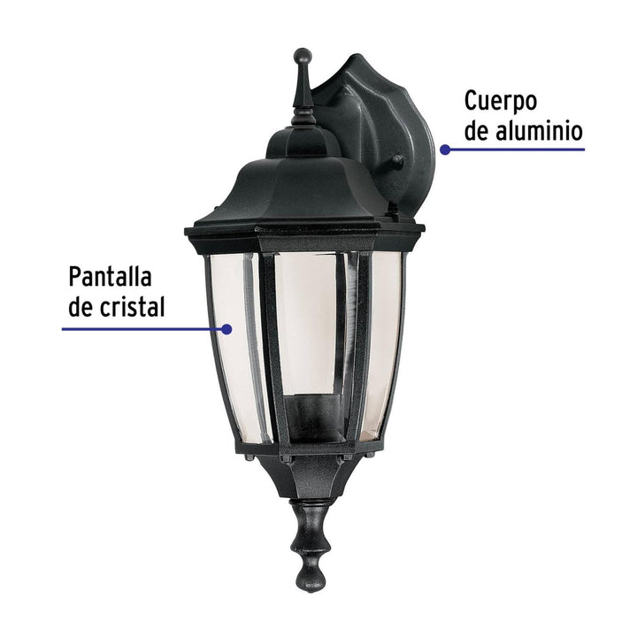 Arbotante tipo farol tradicional suspendido p/exterior negro - Mundo Tool 