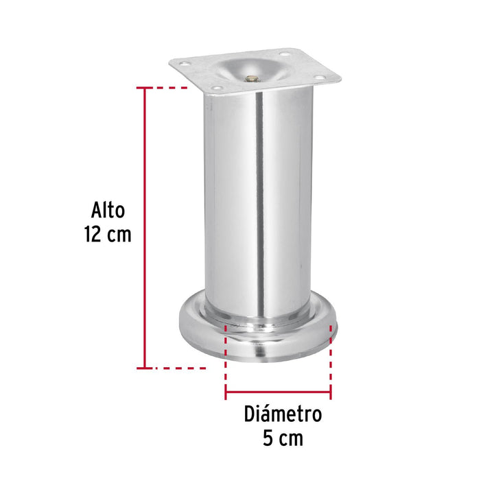 Pata para sofa y mueble, cromo, 120 mm altura, Hermex - Mundo Tool 