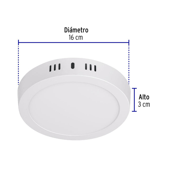 Luminario LED tipo plafón 12 W, redondo, luz de día, blanco - Mundo Tool 