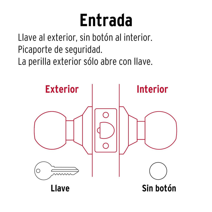 Cerradura esfera tubular, entrada, negro, Hermex Basic - Mundo Tool 