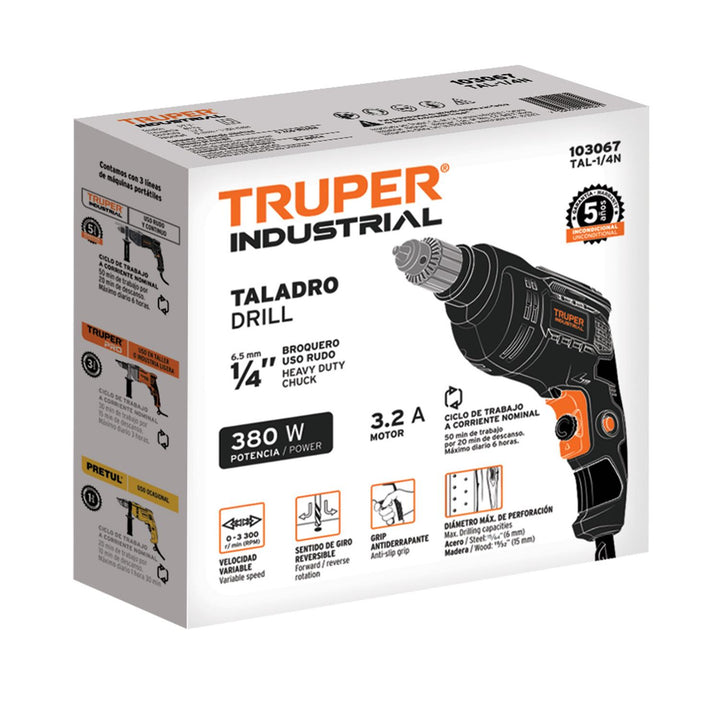 Taladro 1/4', 380W, TRUPER INDUSTRIAL - Mundo Tool 