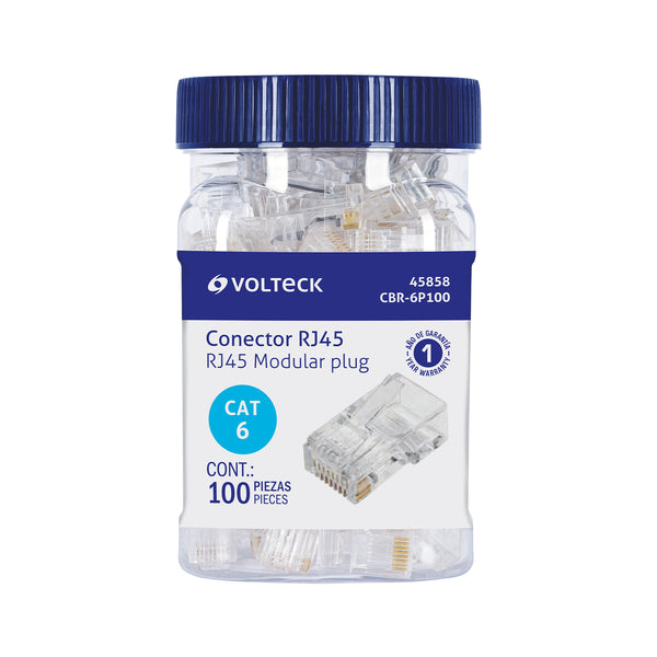 Plug RJ45 CAT6, Bote con 100 piezas, VOLTECK - Mundo Tool 