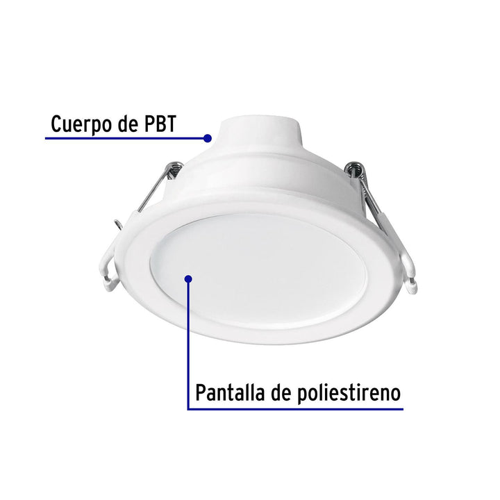 Luminario LED empotrable 5 W redondo, luz de día, Basic - Mundo Tool 