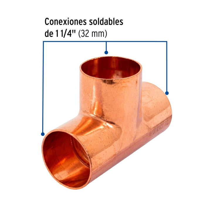 Tee de cobre sencilla 1-1/4' Foset - Mundo Tool 