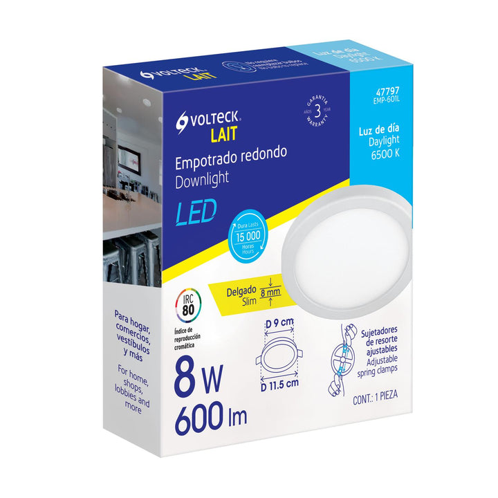 Luminario de LED para empotrar 8 W, ajustable, luz de día - Mundo Tool 