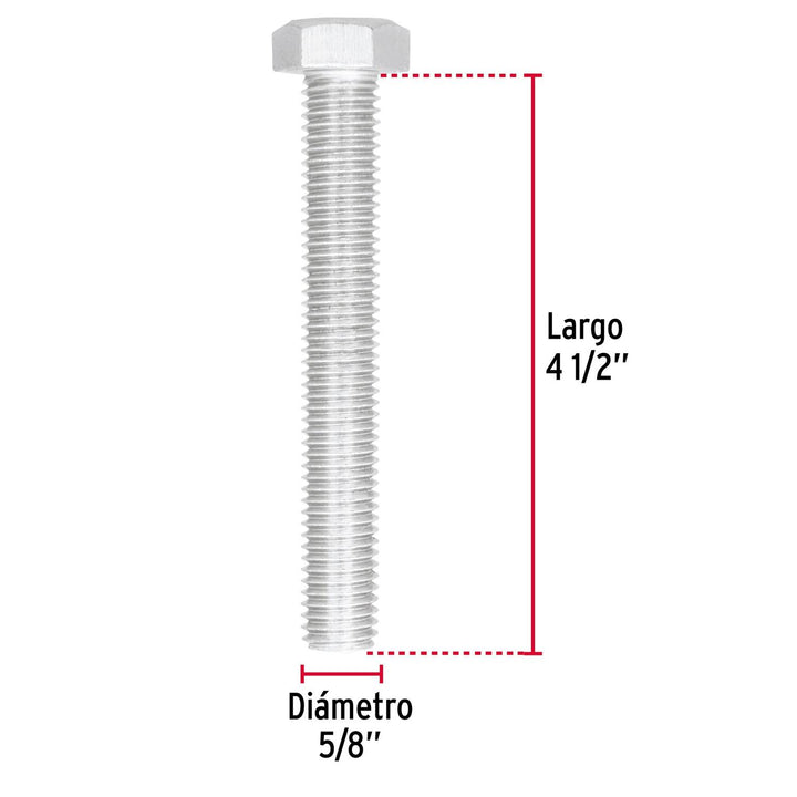 Tornillo tipo máquina, 5/8 x 4-1/2', bolsa con 6 pzas Fiero - Mundo Tool 