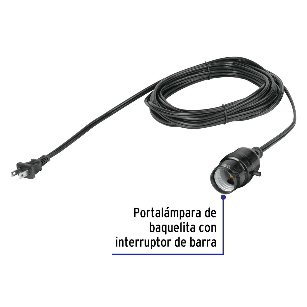 Portalámpara de baquelita, con interruptor de barra, Volteck