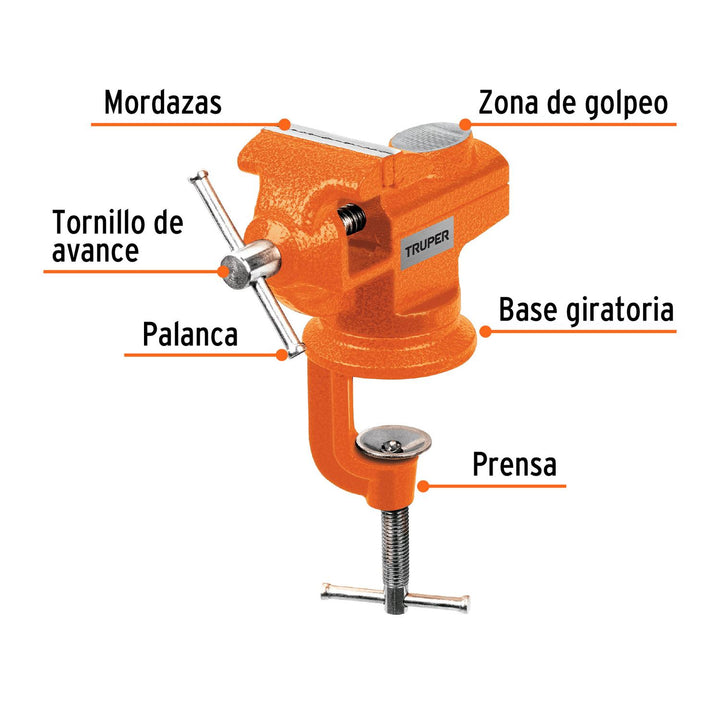 Tornillo de banco 2.5' para joyero, Truper - Mundo Tool 