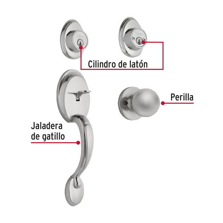 Cerradura Entrada Cromo Mate Doble Pomo Basic Hermex - Mundo Tool 