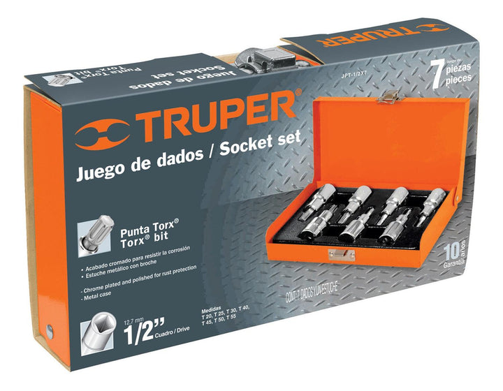 Juego Dados Punta Torx Cuadro 1/2' 7 Piezas Truper - Mundo Tool 