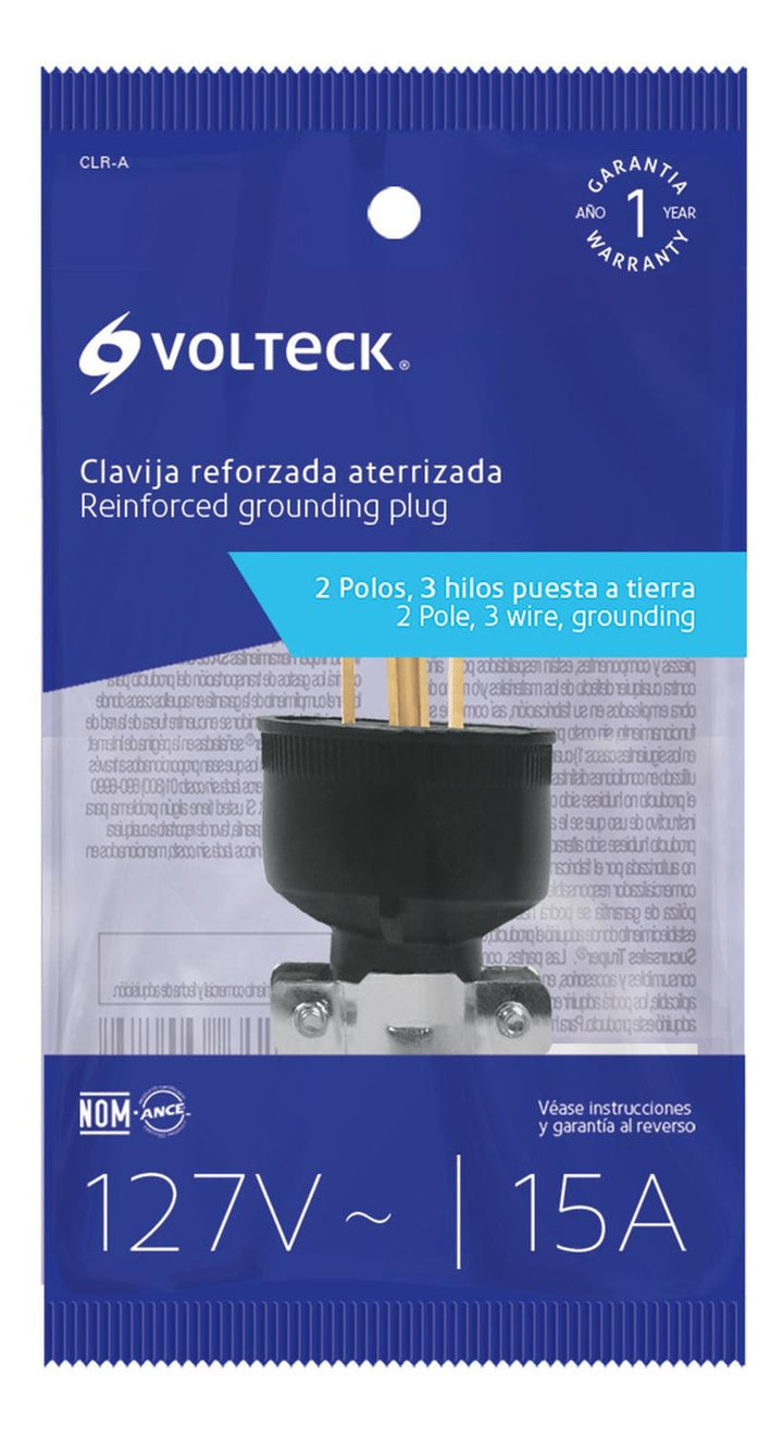 Clavija industrial reforzada aterrizada, 2 polos+tierra - Mundo Tool 