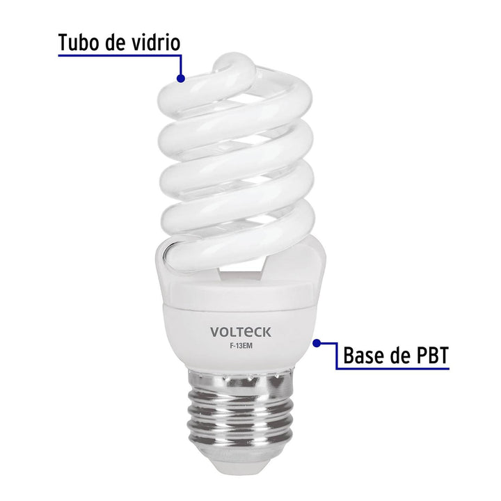 Foco 13 W Espiral Mini T2 Volteck - Mundo Tool 