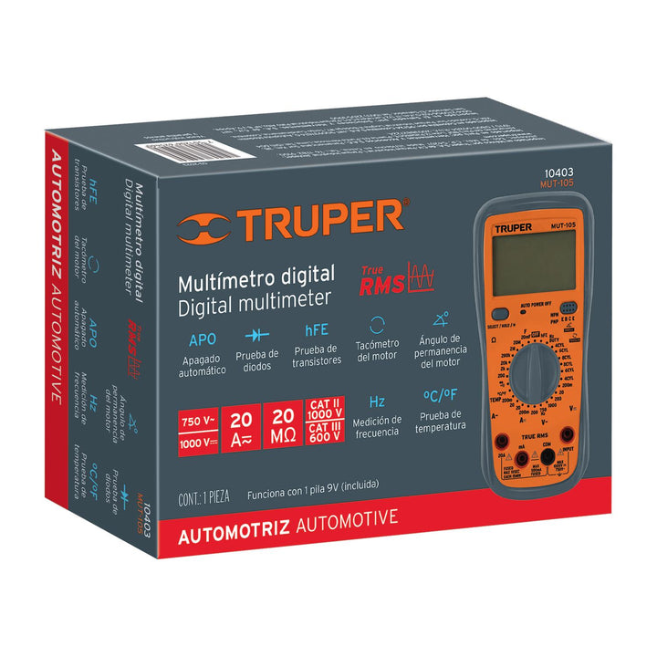 Multímetro digital para mant automotriz con RMS verdadero - Mundo Tool 