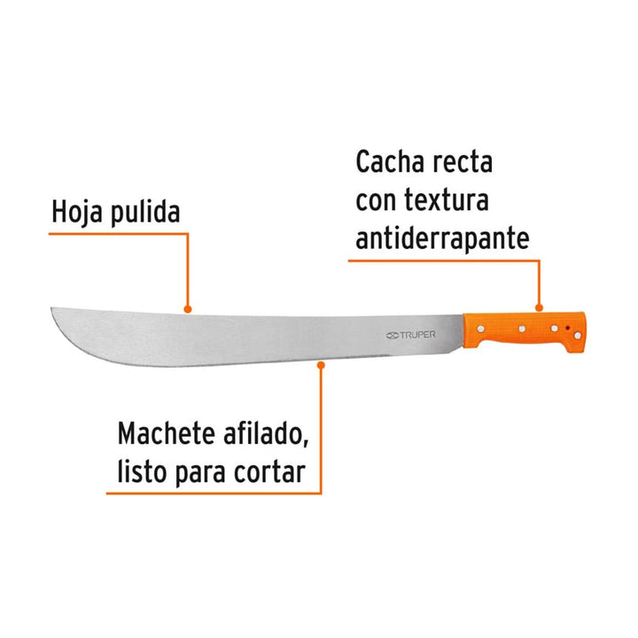 Machete Estándar 18' Cacha Naranja Truper - Mundo Tool 