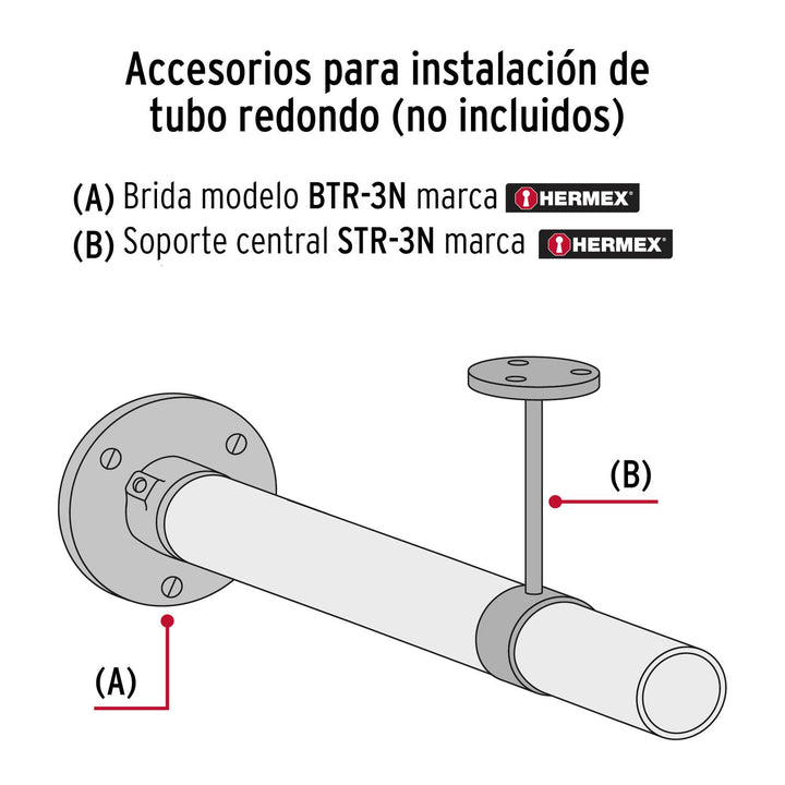 Brida negra para tubo redondo de closet, Hermex - Mundo Tool 