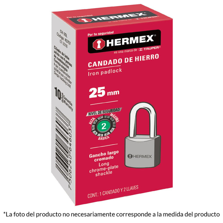 Candado De Hierro 63mm Largo Hermex - Mundo Tool 