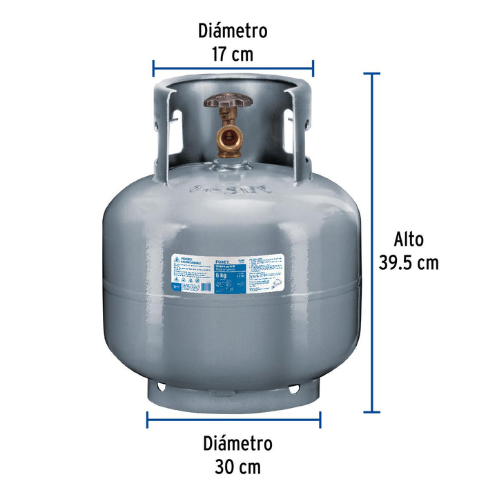 Cilindro portátil para gas LP, 6kg (13lb) Foset - Mundo Tool 