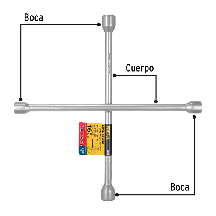 Llave de cruz 16" galvanizada, Pretul - Mundo Tool 