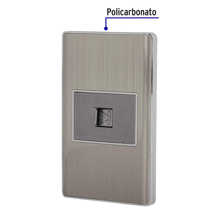 Placa armada acero inox 1 toma para teléfono 1.5 mód, Lisboa - Mundo Tool 