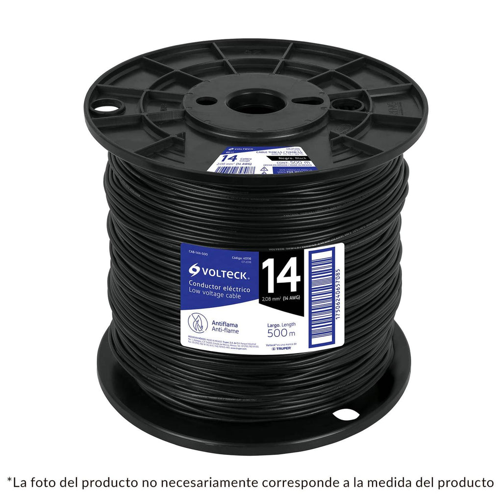 Cable THHW-LS, 10 AWG, negro, bobina 500 m Volteck
