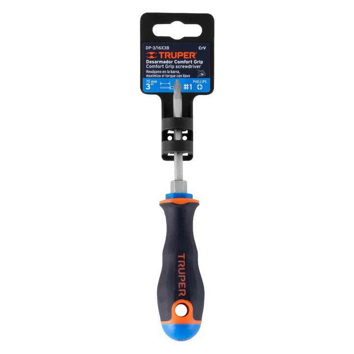 Desarmador punta Phillips # 1 Comfort Grip 3" Truper - Mundo Tool 