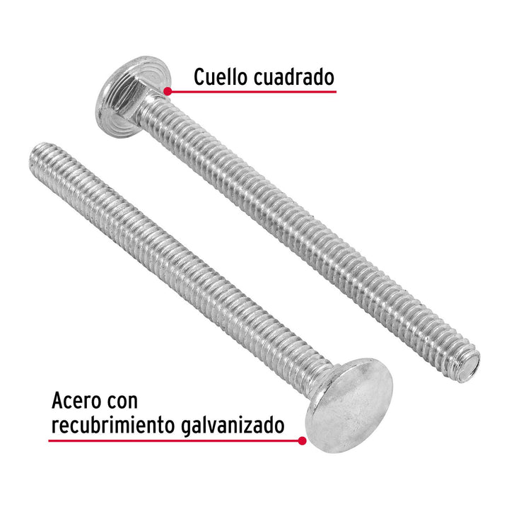 Tornillo Tipo Coche Galvanizado 1/4 X 3' 50pz Fiero - Mundo Tool 