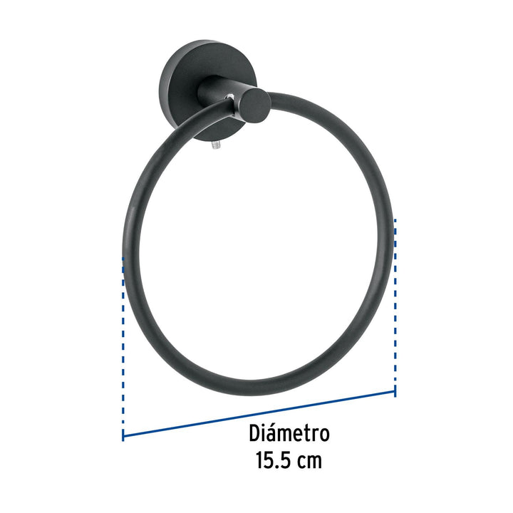 Toallero argolla metálico acabado negro, Foset Túbig - Mundo Tool 