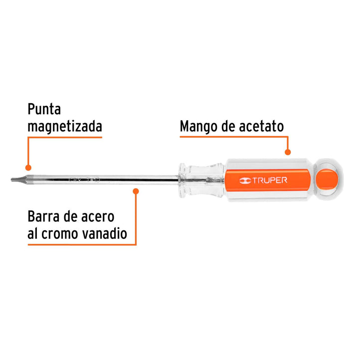 Desarmador punta Torx T 10 mango de acetato Truper - Mundo Tool 