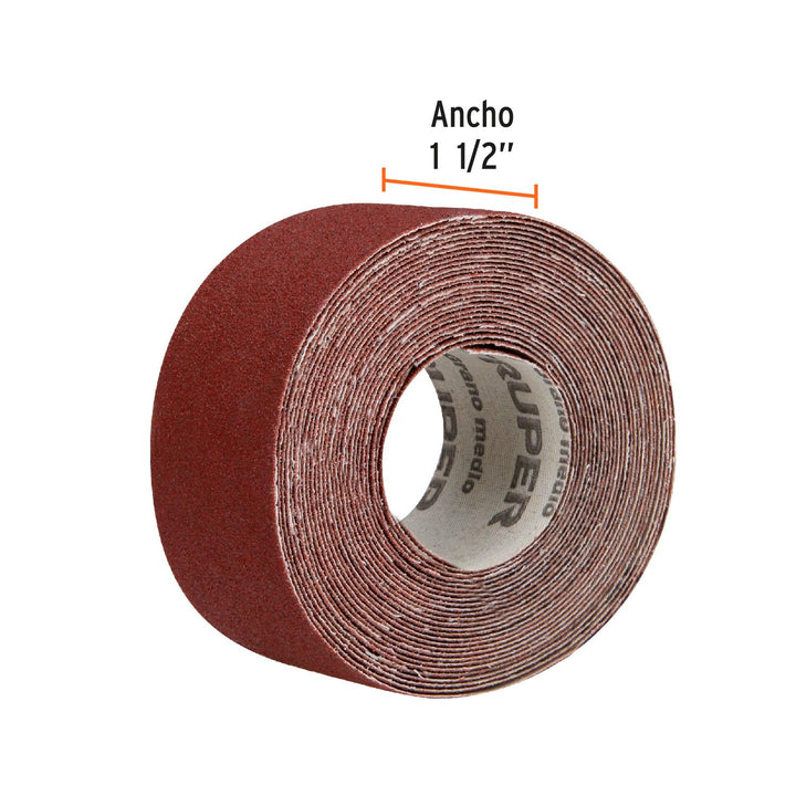 Lija para plomero grano 100 ancho 1-1/2". Rollo de 5 m - Mundo Tool 