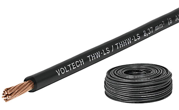 Volteck Cable THHW-LS, 14 AWG, color negro rollo 100 m Volteck 46053 - Mundo Tool 