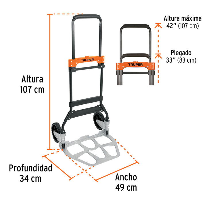 Diablo de carga, plegable, 120 kg, Truper - Mundo Tool 