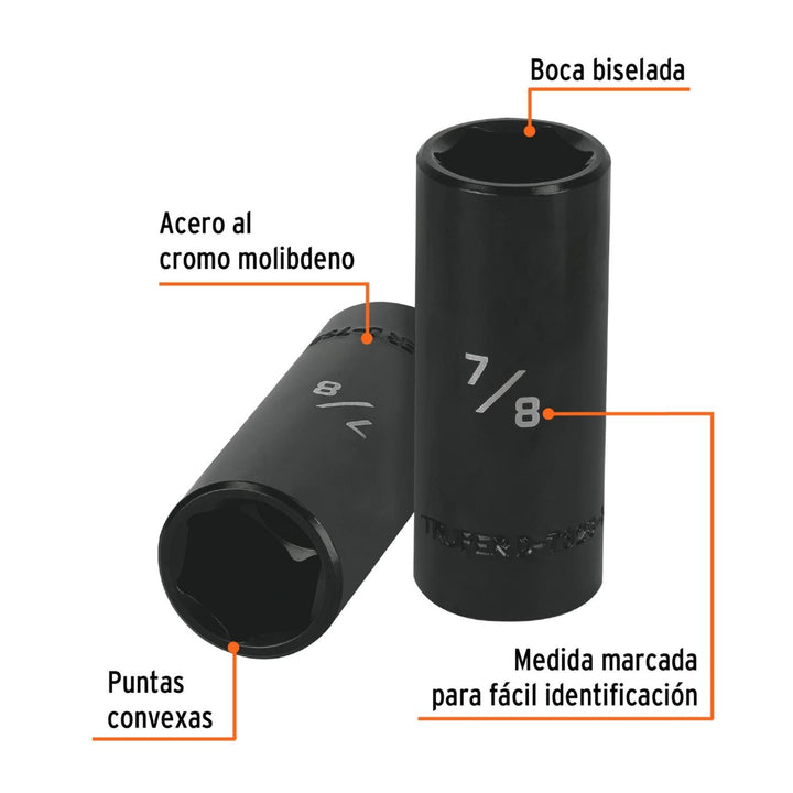 Dado de impacto 7/8" largo cuadro 1/2" Truper - Mundo Tool 