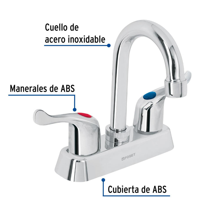 Mezcladora Para Lavabo cuello tipo bar, palanca Foset - Mundo Tool 