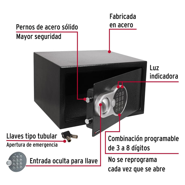 Caja de seguridad electrónica, chica, Hermex - Mundo Tool 