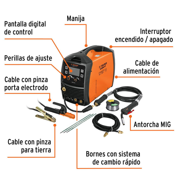 Soldadora multiproceso de 200 A, Truper - Mundo Tool 