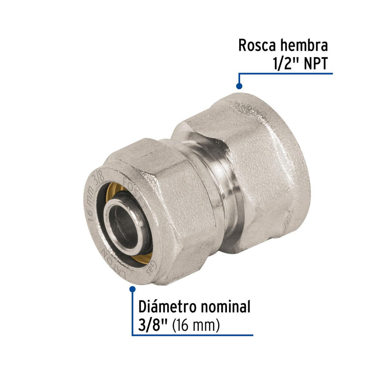 Conector para PEALPE, 3/8', con rosca hembra, Foset - Mundo Tool 