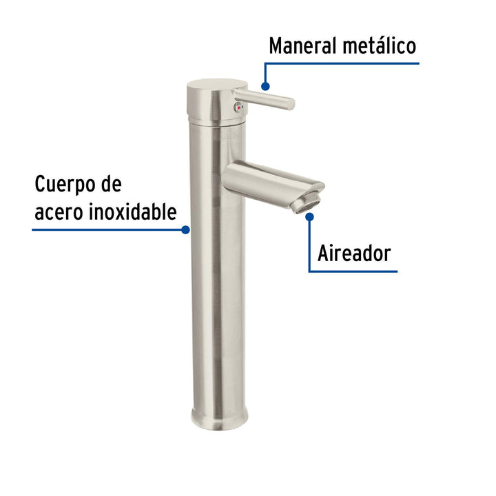 Monomando alto satín para lavabo, Foset Tubig - Mundo Tool 