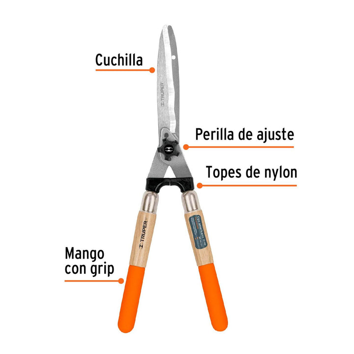 Tijera para poda 58 cm filo ondulado mangos de madera c/grip - Mundo Tool 