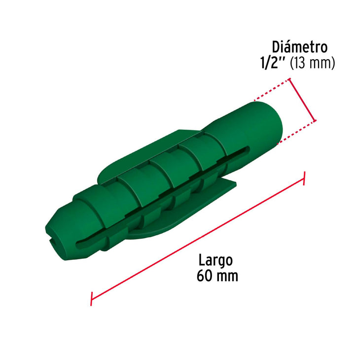 Bolsa con 50 taquetes de plástico 1/2', Fiero - Mundo Tool 